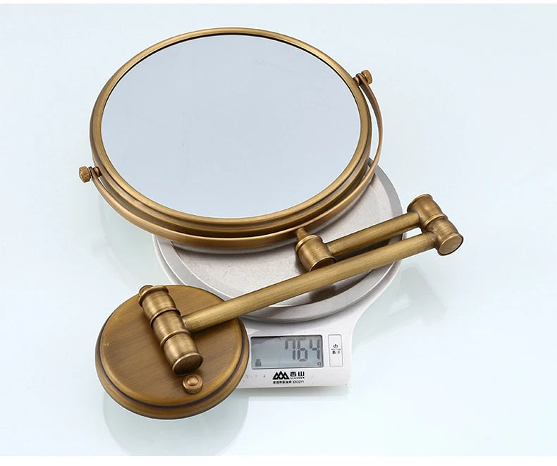 Antique Bronze Wall Mounted Magnifier Mirror