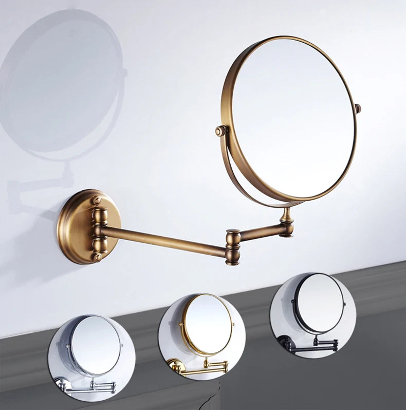 Antique Bronze Wall Mounted Magnifier Mirror