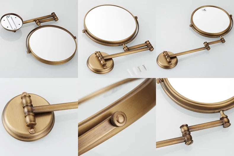 Antique Bronze Wall Mounted Magnifier Mirror