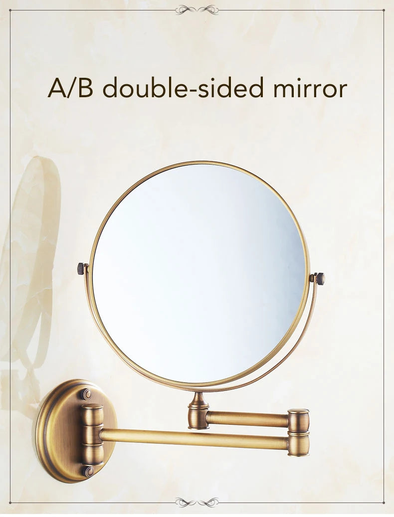 Antique Bronze Wall Mounted Magnifier Mirror