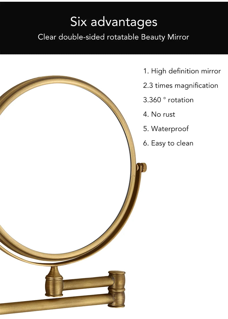 Antique Bronze Wall Mounted Magnifier Mirror
