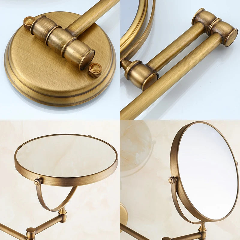 Antique Bronze Wall Mounted Magnifier Mirror
