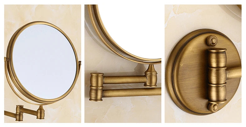 Antique Bronze Wall Mounted Magnifier Mirror