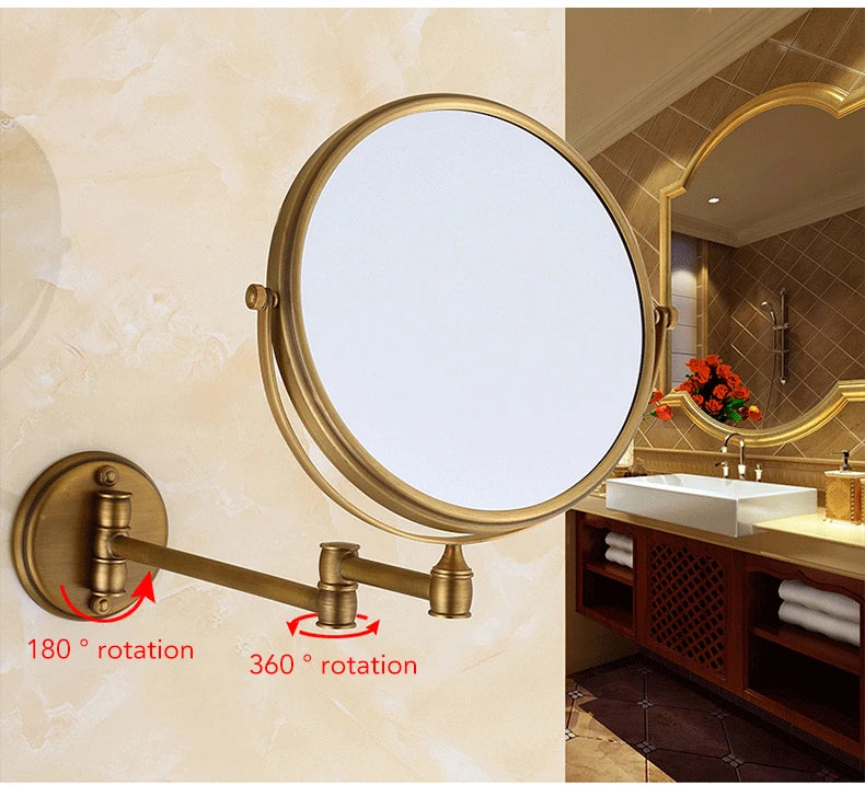 Antique Bronze Wall Mounted Magnifier Mirror