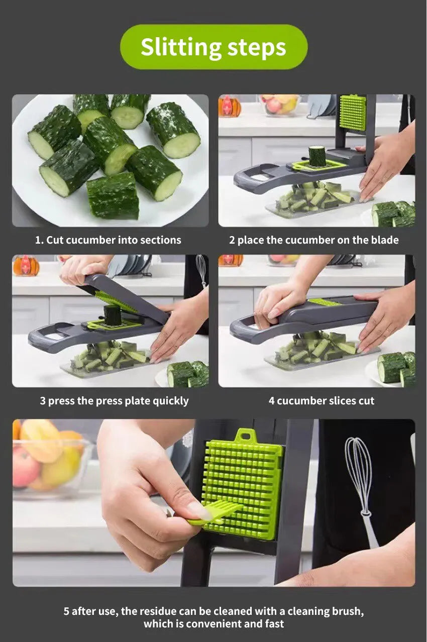 12 in 1 Multifunctional Veggie Slicer & Chopper Set(1 Pc)