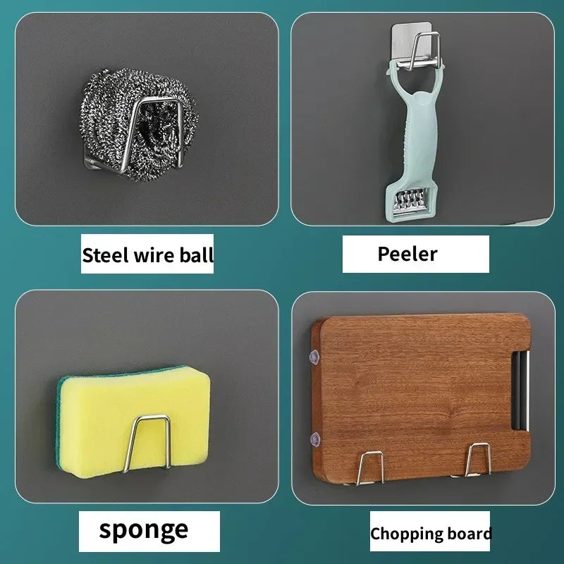 Kitchen Sponges Holder Stainless Steel (Sticky No-drill)