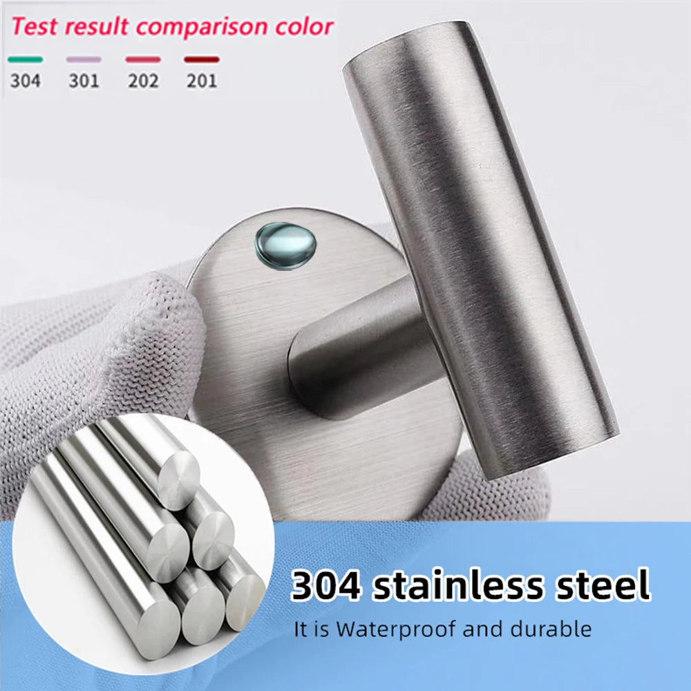 2Pcs Stainless Steel Adhesive Wall Hooks