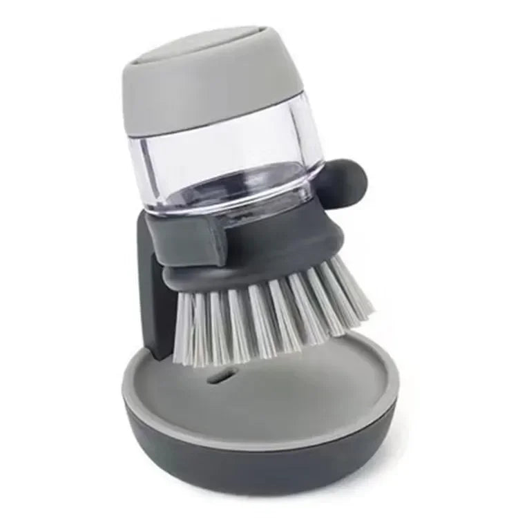 Soap-Dispensing Palm Brush With Holder Drip Tray