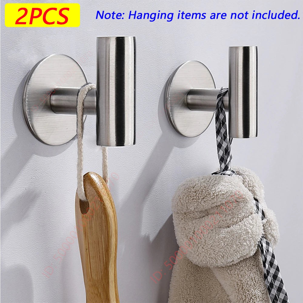 2Pcs Stainless Steel Adhesive Wall Hooks