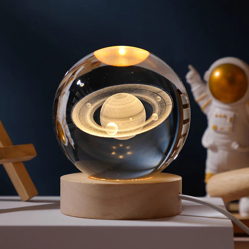 3D Crystal Ball Planet Night Light(6/8 cm)Premium Quality