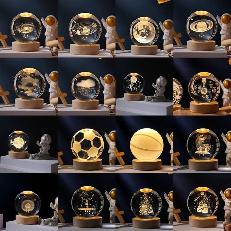 3D Crystal Ball Planet Night Light(6/8 cm)Premium Quality