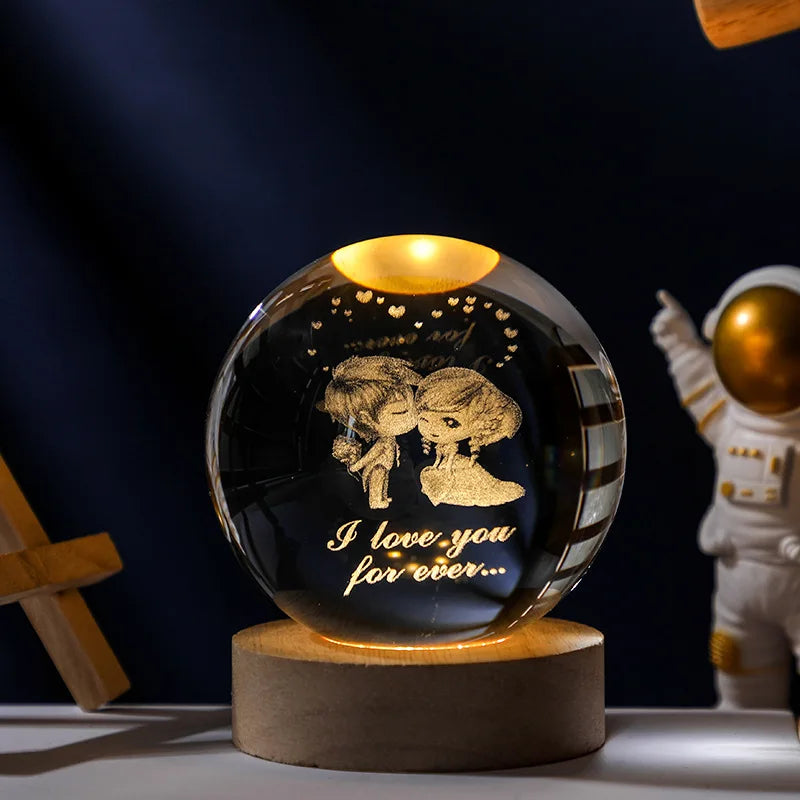 3D Crystal Ball Planet Night Light(6/8 cm)Premium Quality