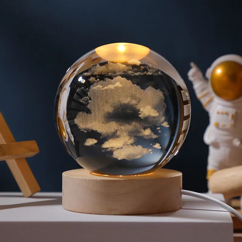 3D Crystal Ball Planet Night Light(6/8 cm)Premium Quality