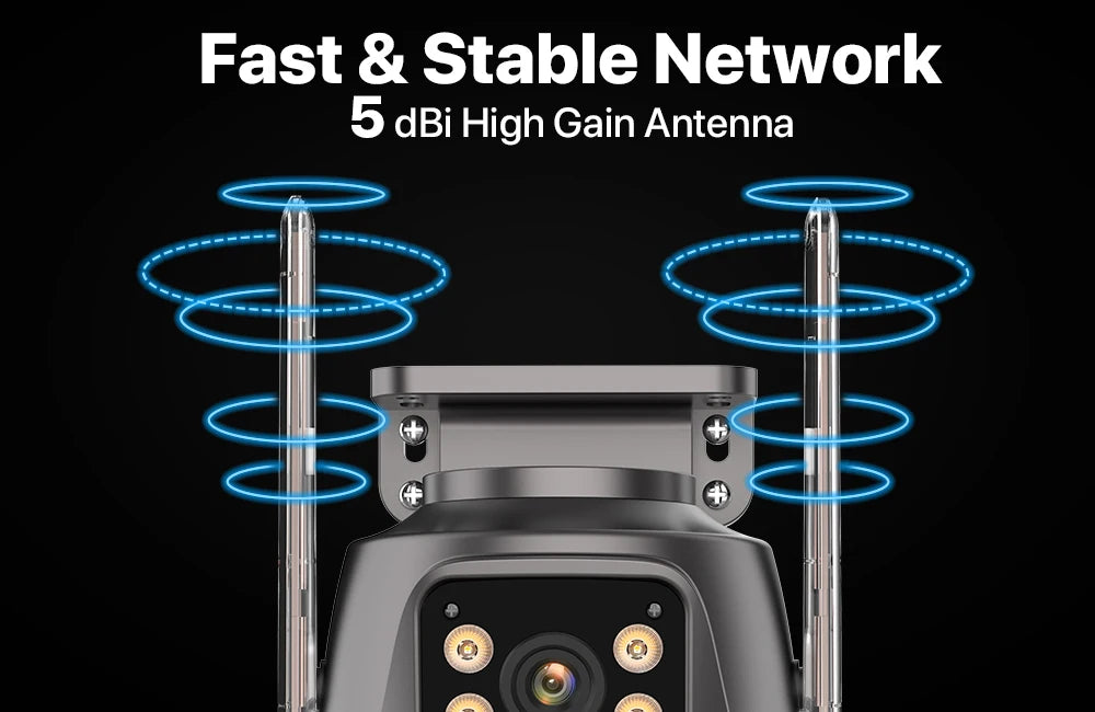 4K 8MP HD Wifi PTZ Camera Outdoor (4MP Dual Lens Dual Screen AI Auto Tracking IP Camera CCTV Audio Video Surveillance)