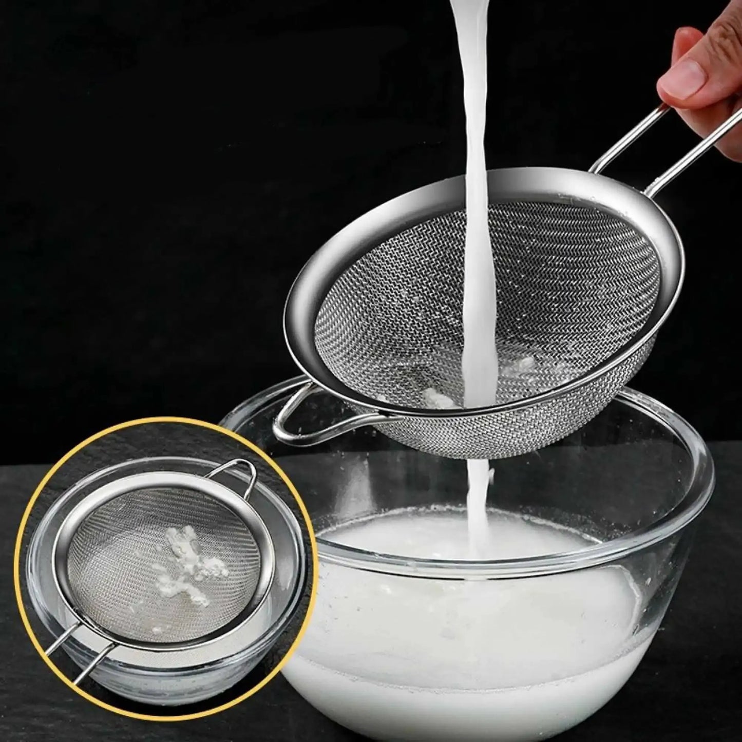 Set of 3 Fine Mesh Strainer Stainless Steel Skimmer