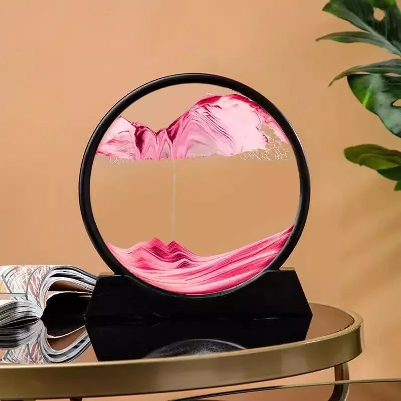 3D Hourglass Quicksand Sand Art Round Glass