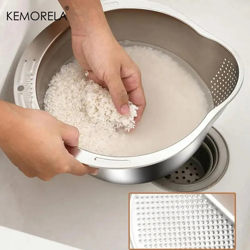 Rice,Fruit,Vegetable Washer Strainer Bowl Stainless Steel