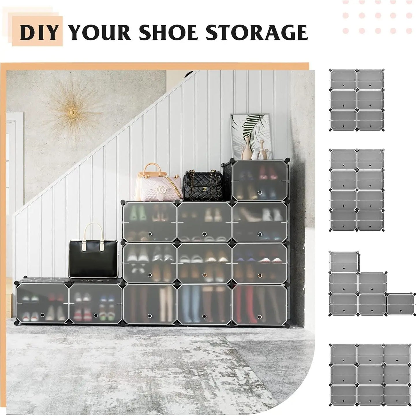 Expandable 48-Pair Shoe Organizer with Door(8-Tier)