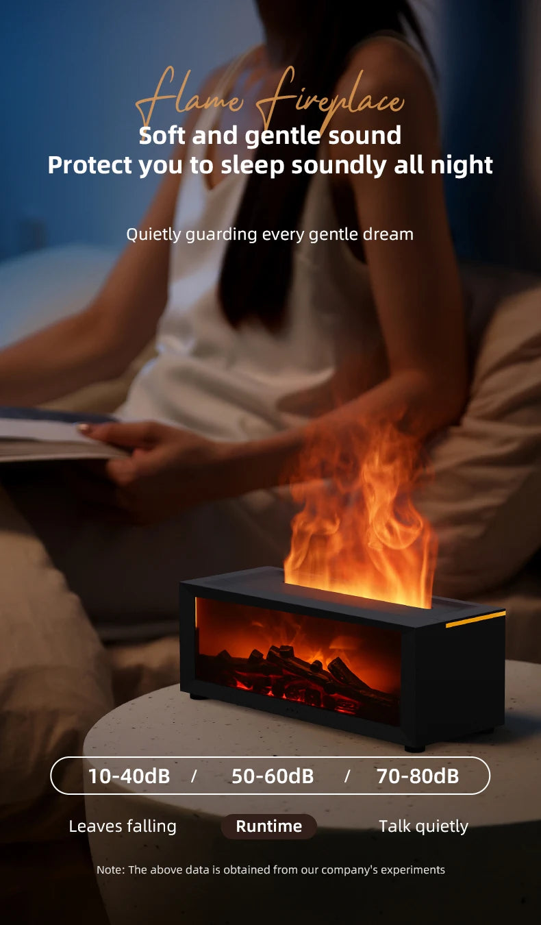 Colorful Flame Fireplace Aroma Diffuser Waterless Auto-Off Air Humidifier(Timer Remote Control)
