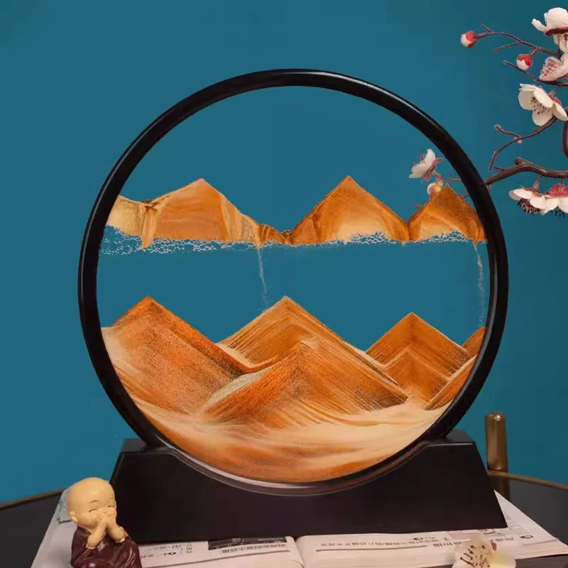 3D Hourglass Quicksand Sand Art Round Glass