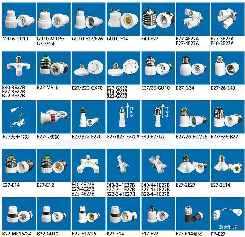 E27 LED Bulb Base Converter Socket