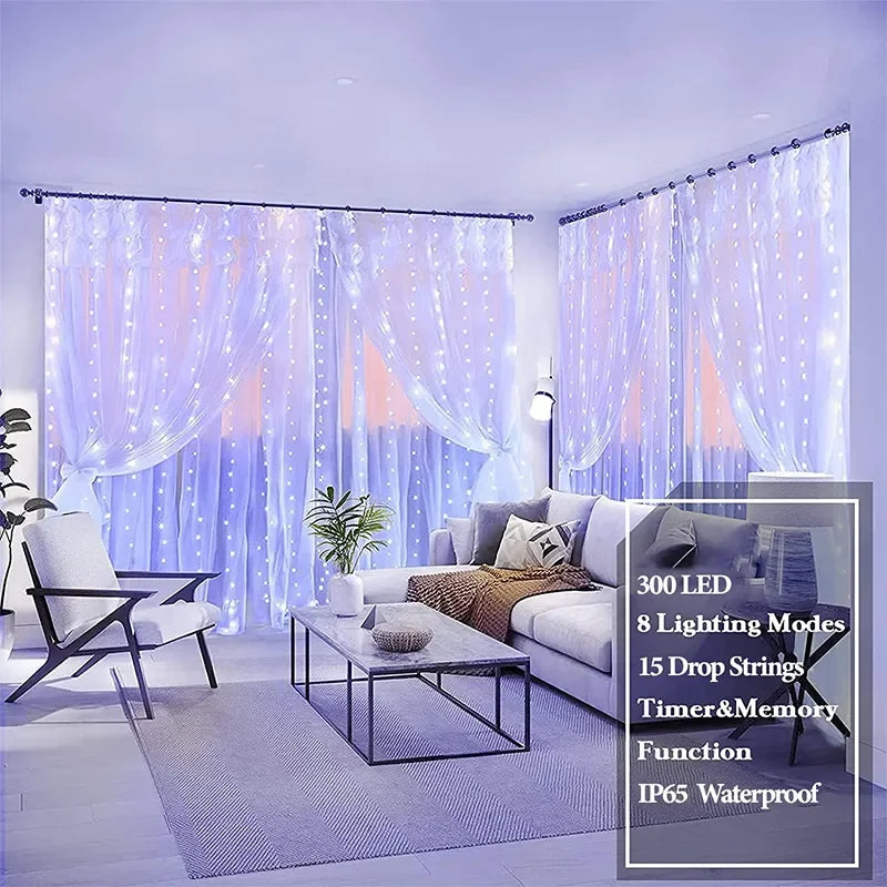 3M LED Curtain Lights (8 Modes)