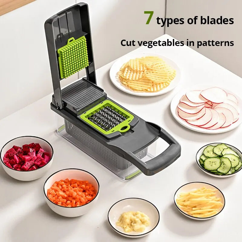 12 in 1 Multifunctional Veggie Slicer & Chopper Set(1 Pc)