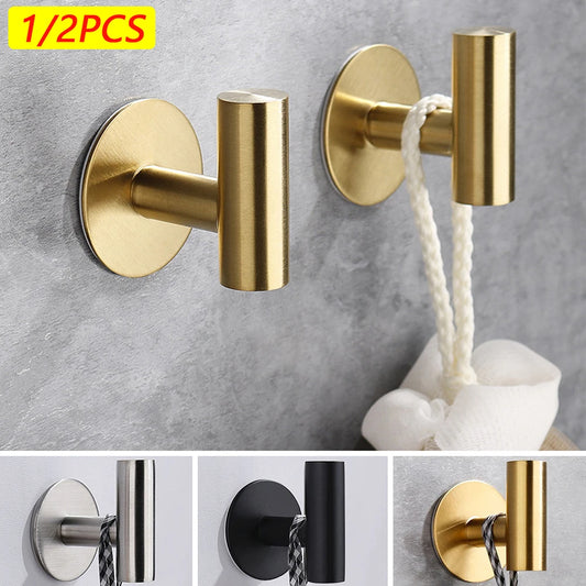 2Pcs Stainless Steel Adhesive Wall Hooks