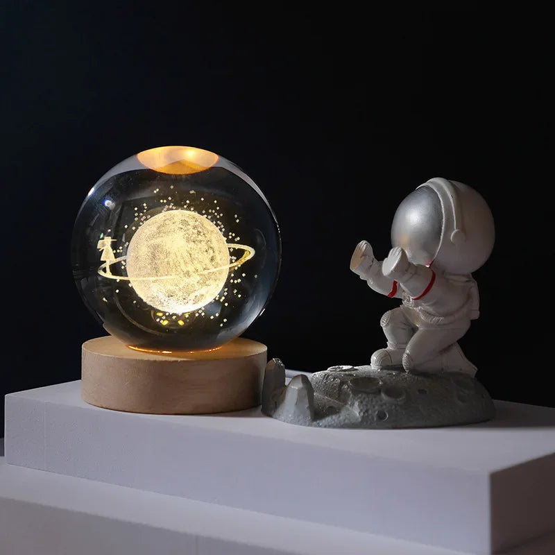 3D Crystal Ball Planet Night Light(6/8 cm)Premium Quality