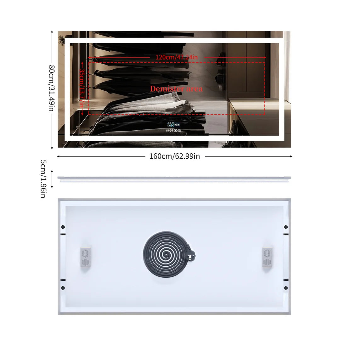 Large Illuminated LED Bluetooth Vanity Mirror(Anti-Fog)