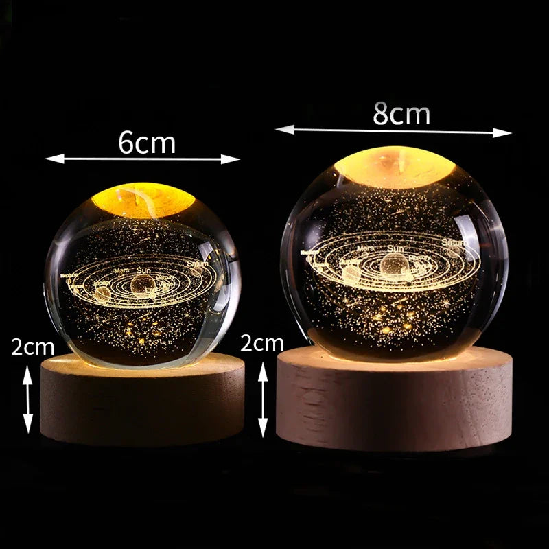 3D Crystal Ball Planet Night Light(6/8 cm)Premium Quality