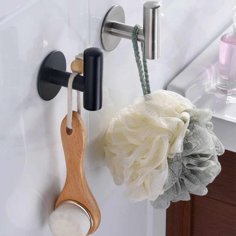 2Pcs Stainless Steel Adhesive Wall Hooks