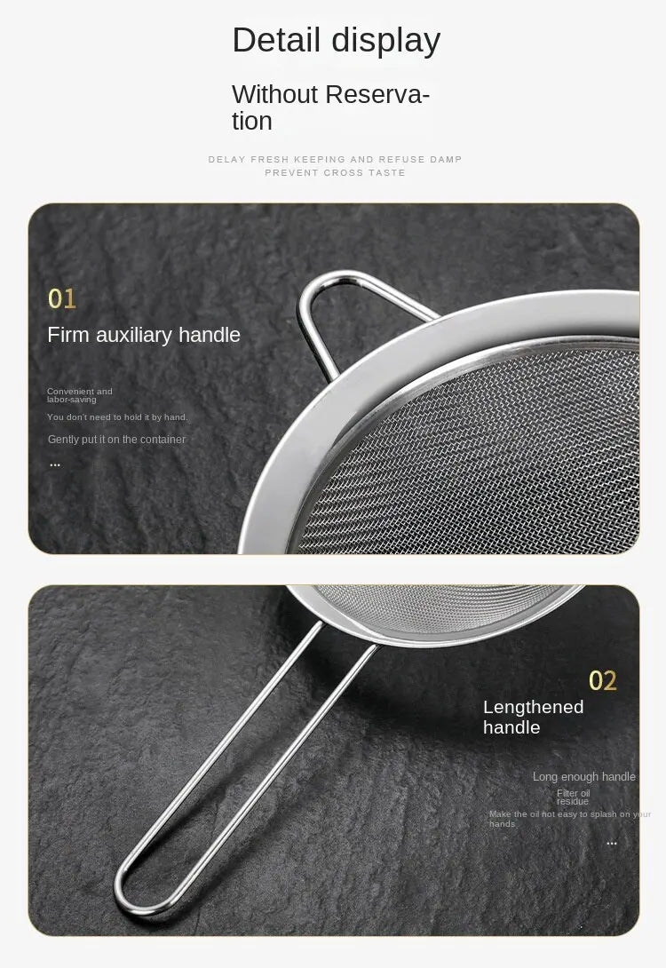 Set of 3 Fine Mesh Strainer Stainless Steel Skimmer