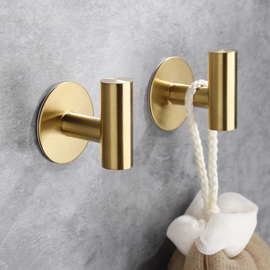 2Pcs Stainless Steel Adhesive Wall Hooks