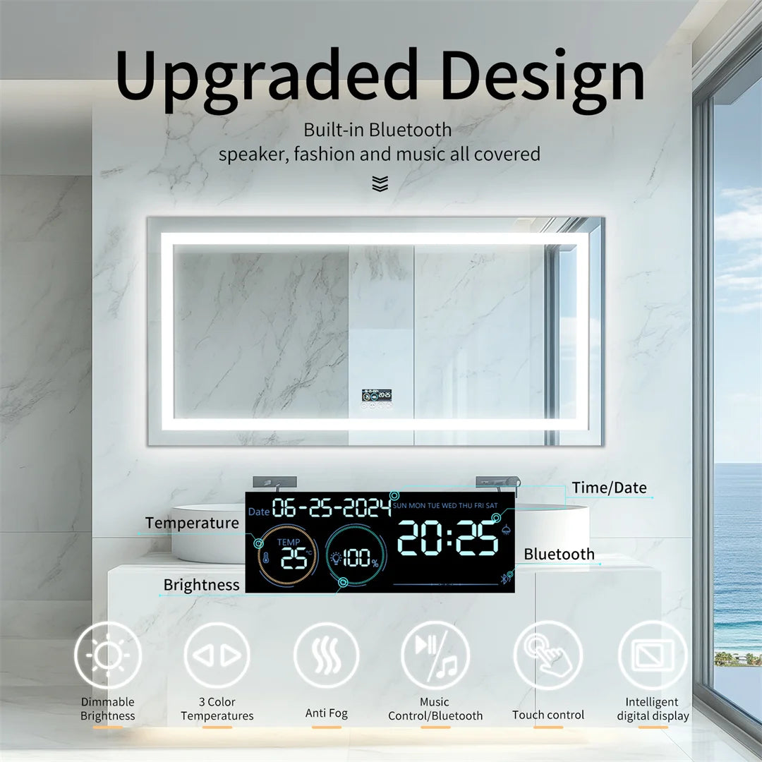 Large Illuminated LED Bluetooth Vanity Mirror(Anti-Fog)