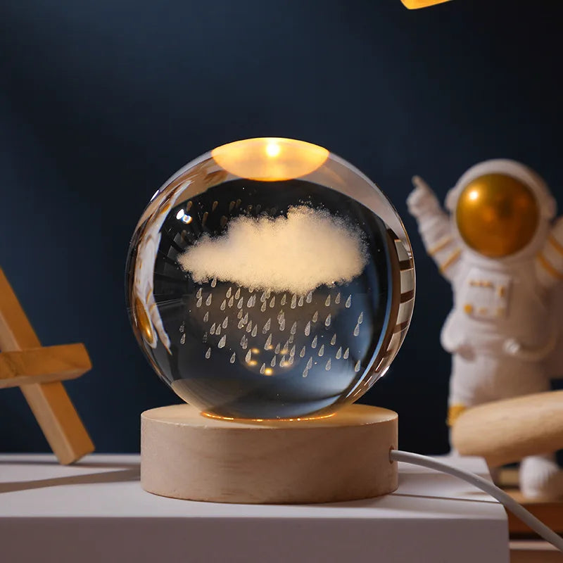 3D Crystal Ball Planet Night Light(6/8 cm)Premium Quality
