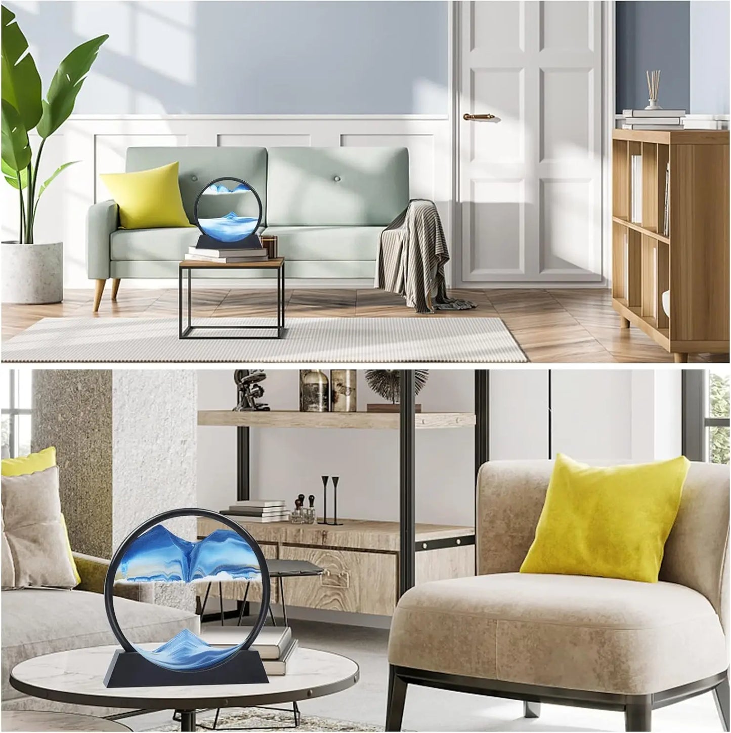 3D Hourglass Quicksand Sand Art Round Glass