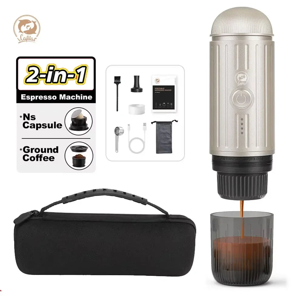 2 in 1 Travel Coffee Maker Electric Portable Espresso Coffee Machine