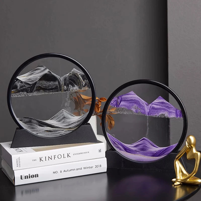 3D Hourglass Quicksand Sand Art Round Glass