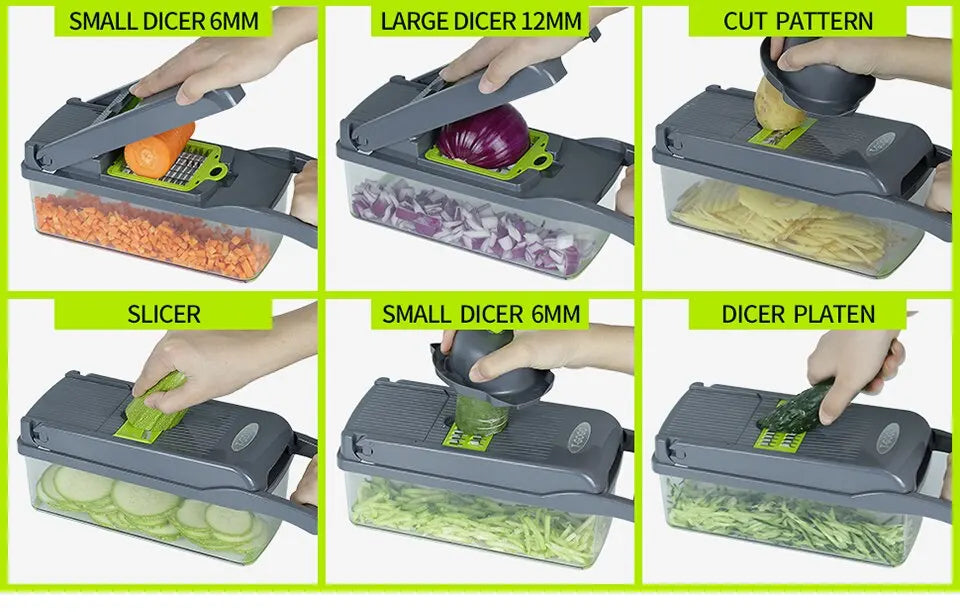 12 in 1 Multifunctional Veggie Slicer & Chopper Set(1 Pc)