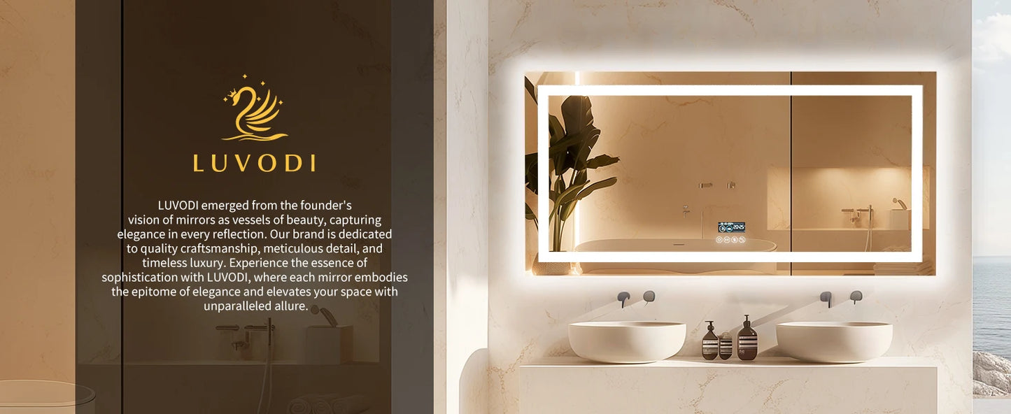 Large Illuminated LED Bluetooth Vanity Mirror(Anti-Fog)