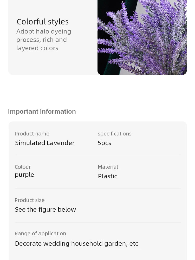 5Pcs Artificial Lavender Flower