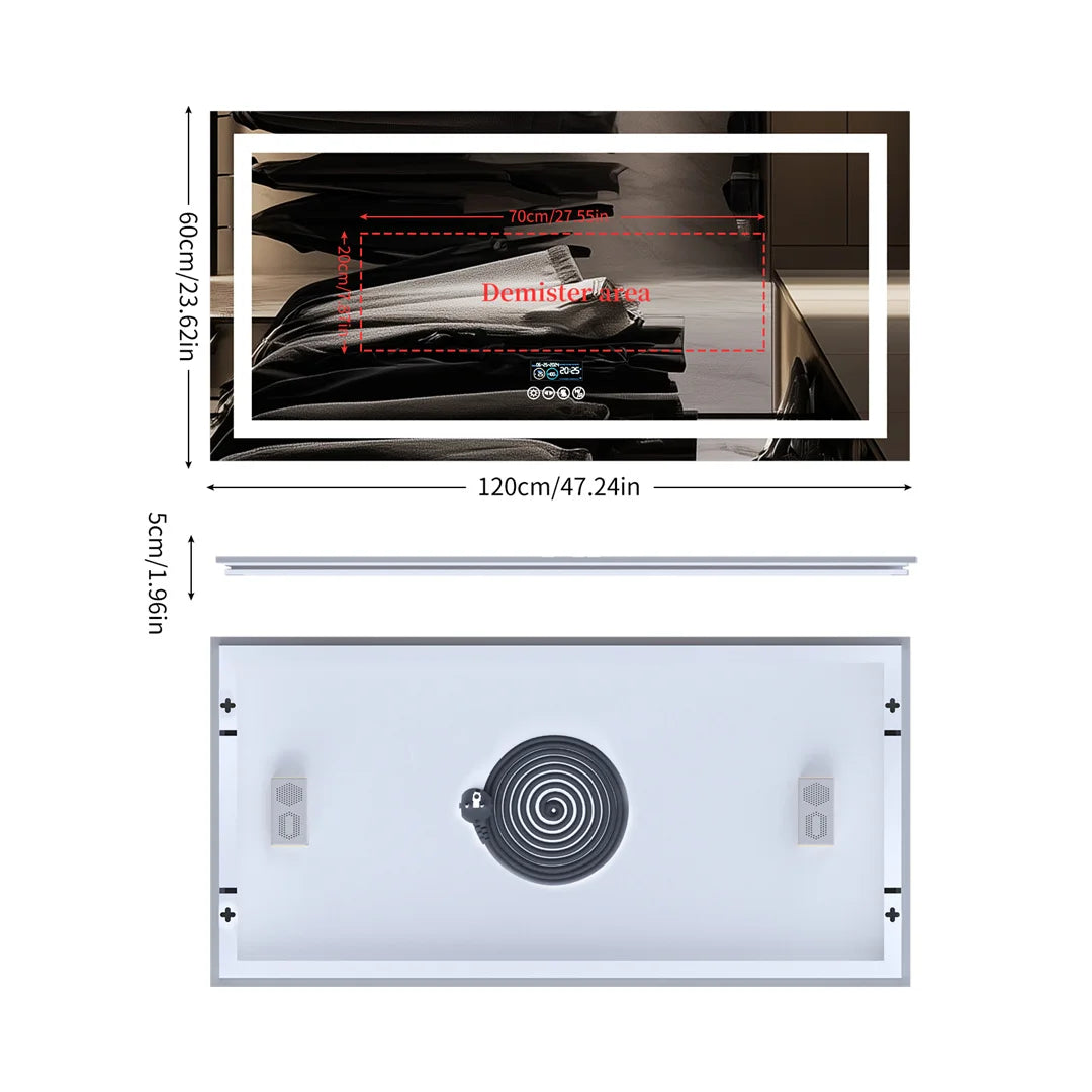 Large Illuminated LED Bluetooth Vanity Mirror(Anti-Fog)