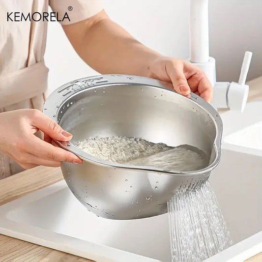 Rice,Fruit,Vegetable Washer Strainer Bowl Stainless Steel