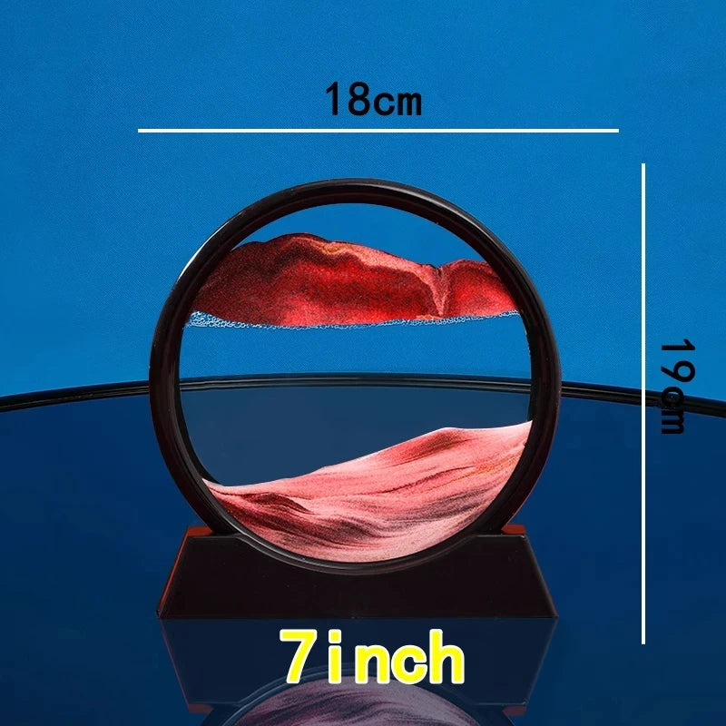 3D Hourglass Quicksand Sand Art Round Glass