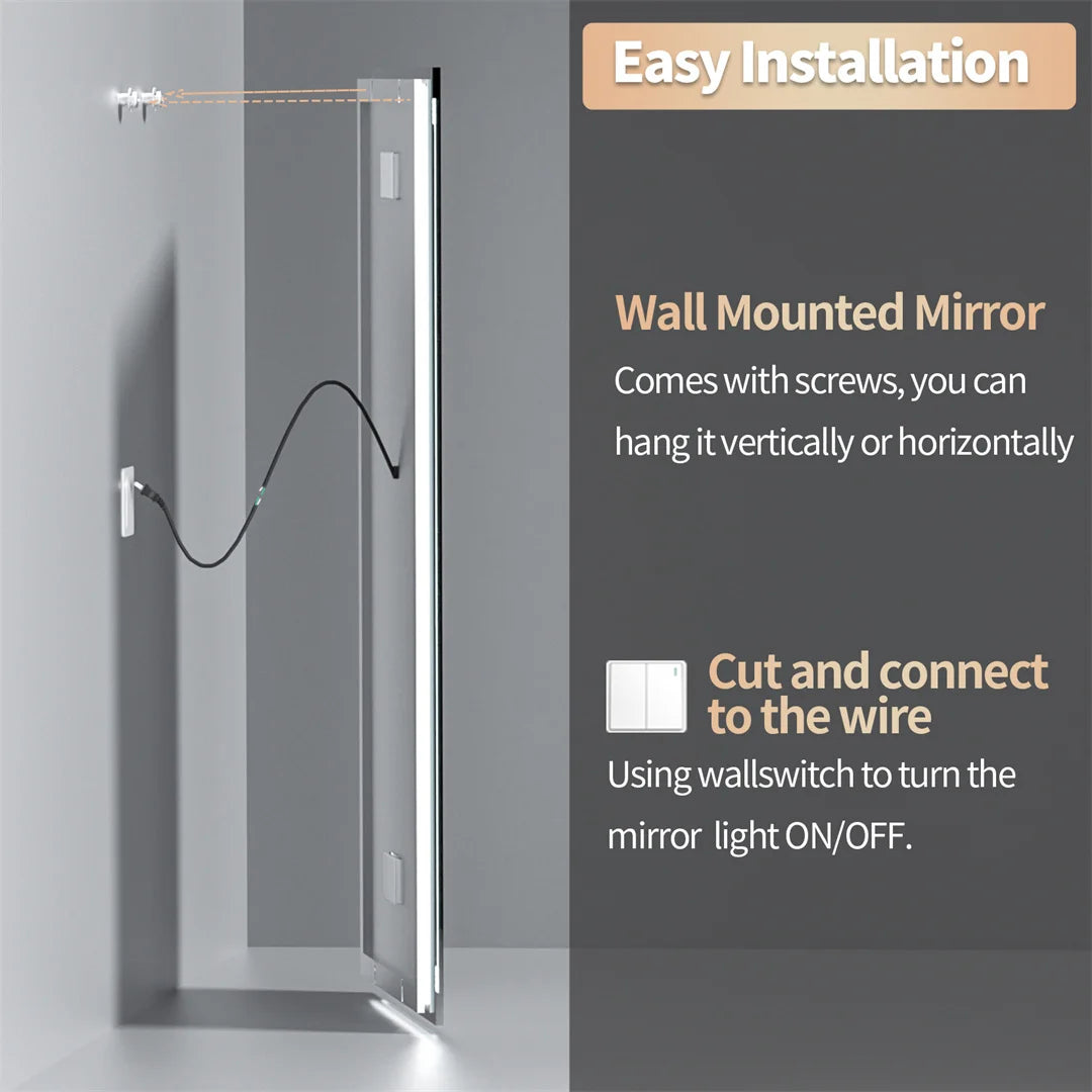 Large Illuminated LED Bluetooth Vanity Mirror(Anti-Fog)
