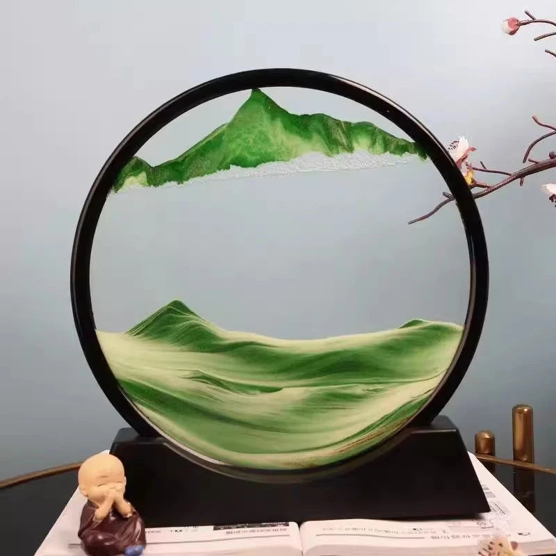 3D Hourglass Quicksand Sand Art Round Glass