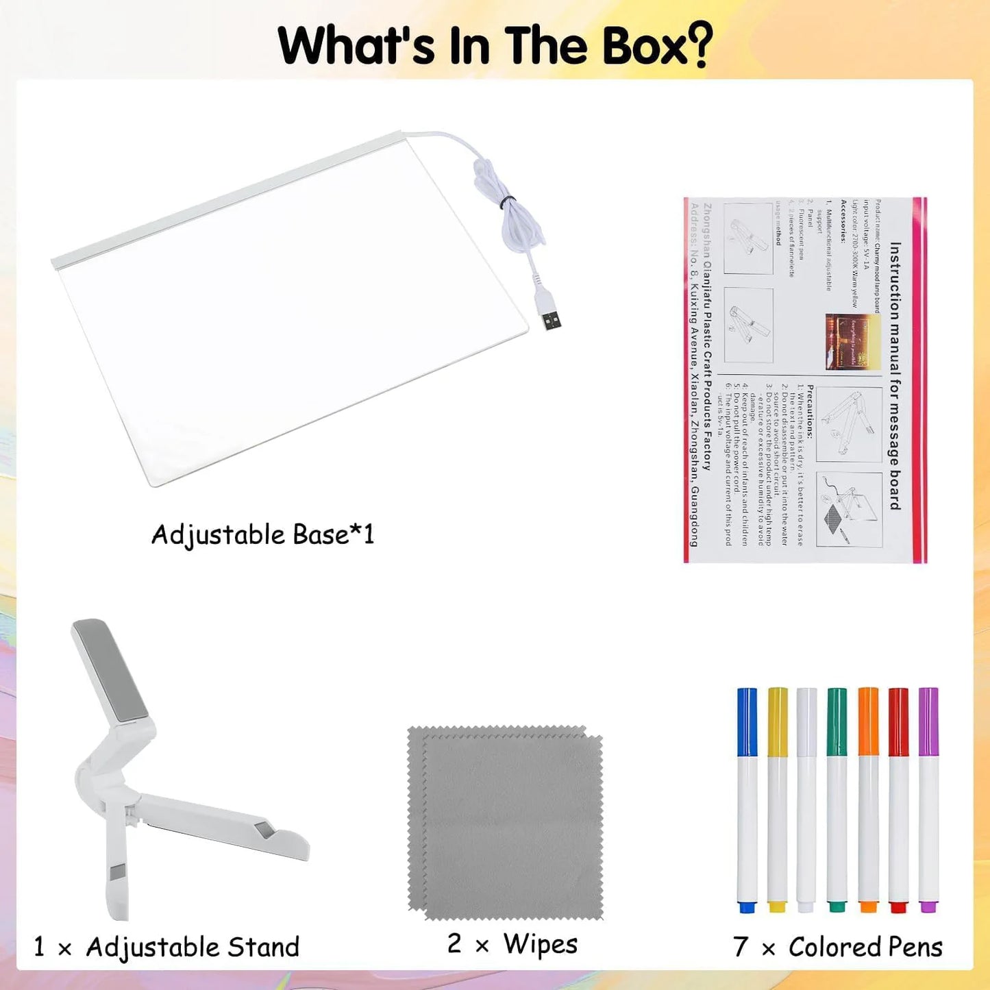 LED Note Board with 7 Color Pens