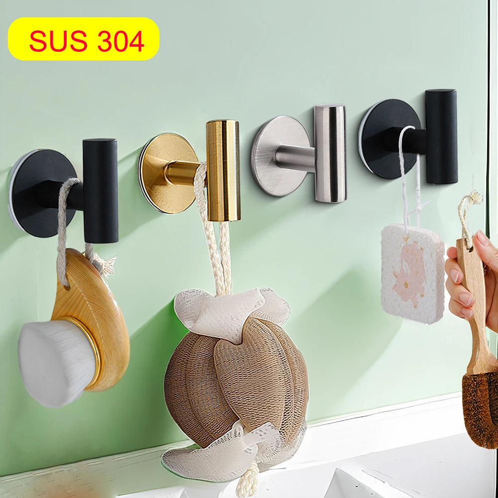 2Pcs Stainless Steel Adhesive Wall Hooks