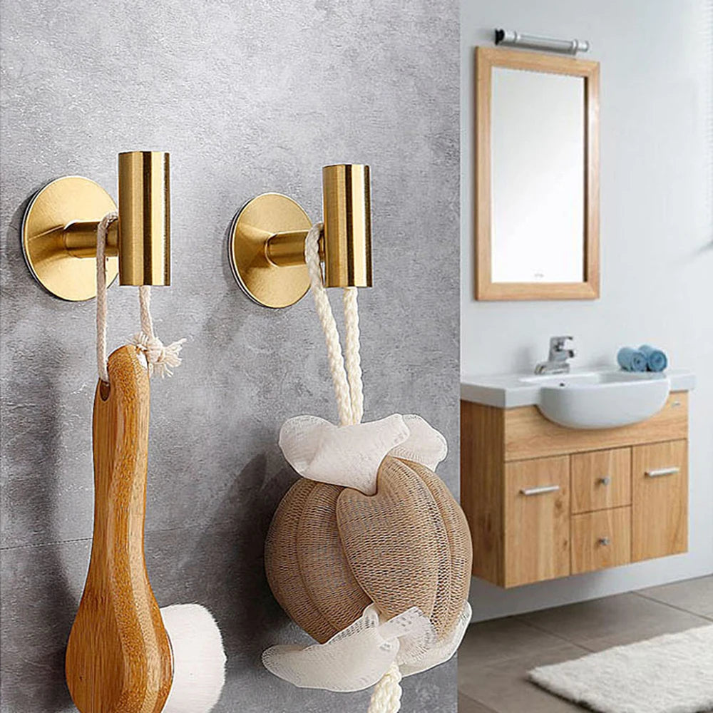 2Pcs Stainless Steel Adhesive Wall Hooks